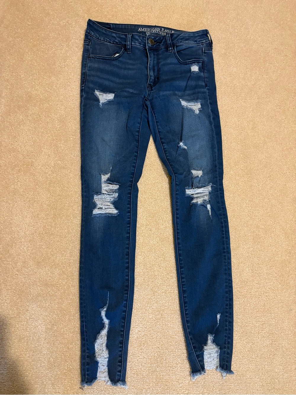 American Eagle Outfitters Navy Blue Ripped Skinny Jeans
